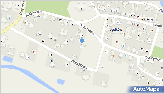 Będków, Krakowska, 12, mapa Będków