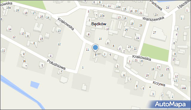 Będków, Krakowska, 9, mapa Będków