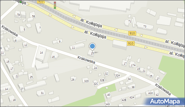 Będzin, Krakowska, 13, mapa Będzin