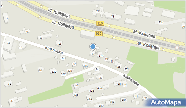 Będzin, Krakowska, 17, mapa Będzin