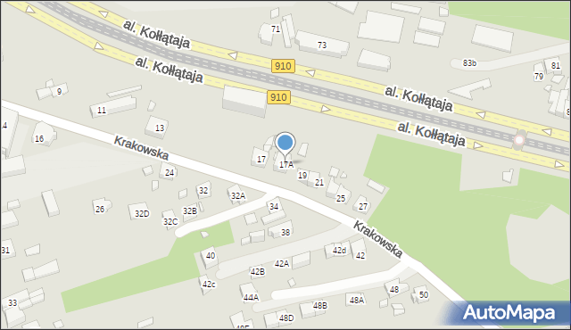 Będzin, Krakowska, 17A, mapa Będzin