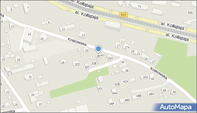 Będzin, Krakowska, 32, mapa Będzin