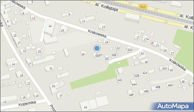 Będzin, Krakowska, 32D, mapa Będzin