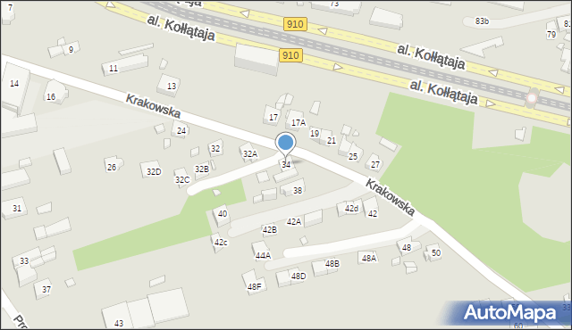 Będzin, Krakowska, 34, mapa Będzin