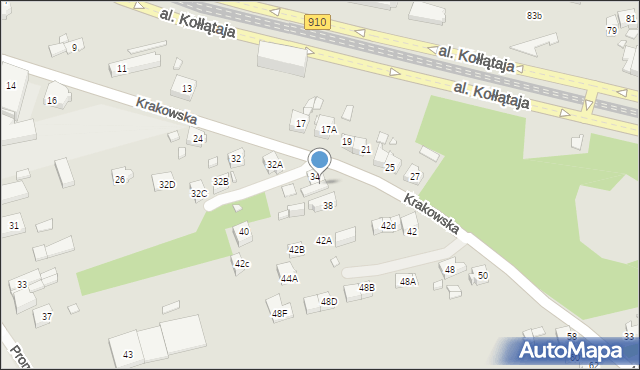 Będzin, Krakowska, 36, mapa Będzin