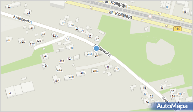 Będzin, Krakowska, 42, mapa Będzin