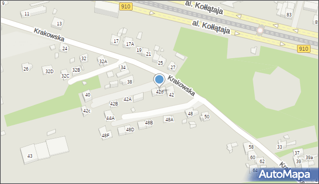 Będzin, Krakowska, 42d, mapa Będzin