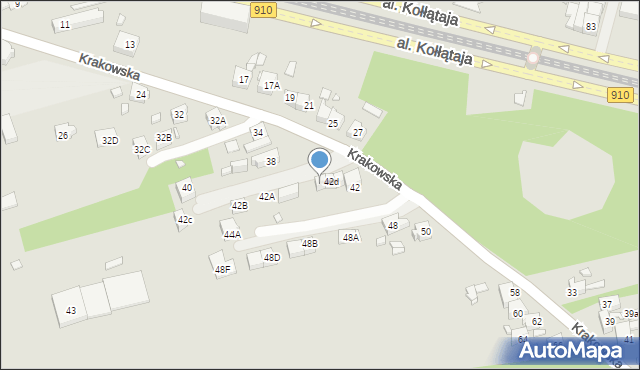 Będzin, Krakowska, 42e, mapa Będzin