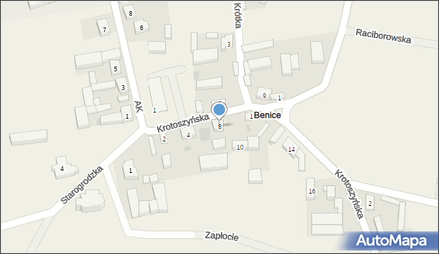 Benice, Krotoszyńska, 8, mapa Benice