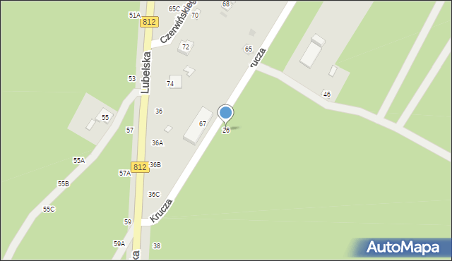 Biała Podlaska, Krucza, 26, mapa Białej Podlaskiej