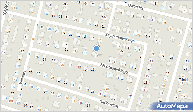 Biała Podlaska, Kruczkowskiego Kazimierza, 13, mapa Białej Podlaskiej