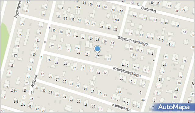 Biała Podlaska, Kruczkowskiego Kazimierza, 17, mapa Białej Podlaskiej