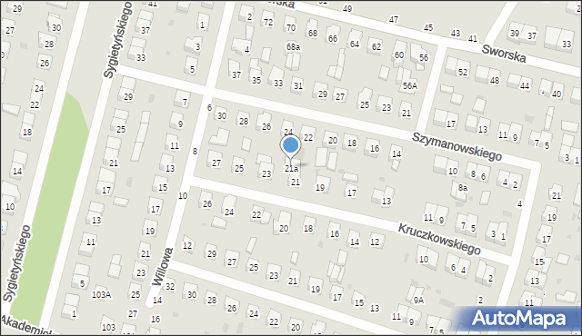 Biała Podlaska, Kruczkowskiego Kazimierza, 21a, mapa Białej Podlaskiej