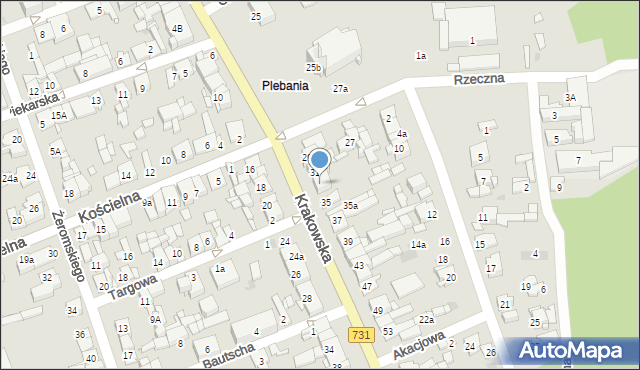 Białobrzegi, Krakowska, 33, mapa Białobrzegi