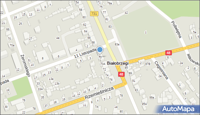 Białobrzegi, Krakowska, 70, mapa Białobrzegi