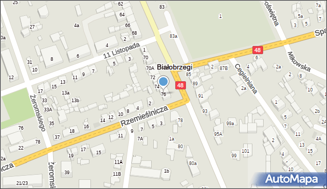 Białobrzegi, Krakowska, 76, mapa Białobrzegi