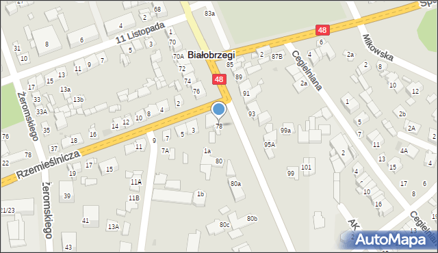 Białobrzegi, Krakowska, 78, mapa Białobrzegi