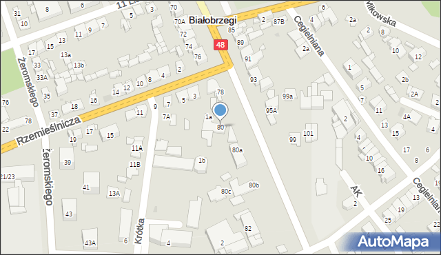 Białobrzegi, Krakowska, 80, mapa Białobrzegi