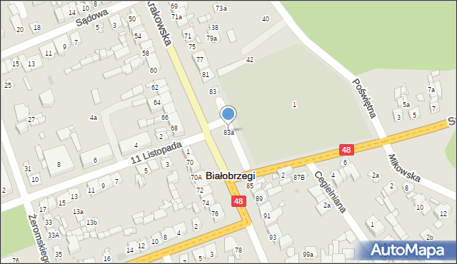 Białobrzegi, Krakowska, 83a, mapa Białobrzegi