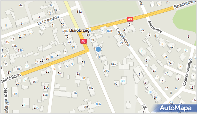 Białobrzegi, Krakowska, 93, mapa Białobrzegi