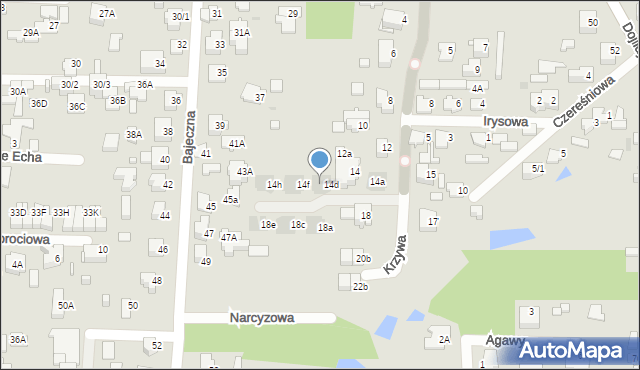 Białystok, Krzywa, 14e, mapa Białegostoku