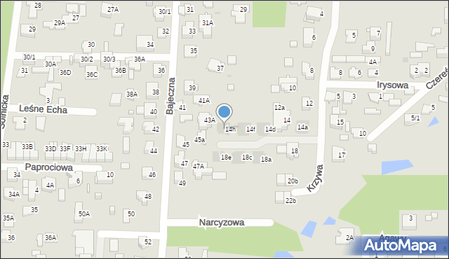 Białystok, Krzywa, 14j, mapa Białegostoku