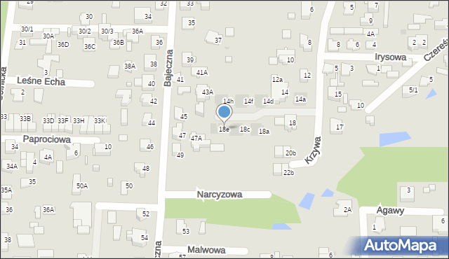 Białystok, Krzywa, 18e, mapa Białegostoku