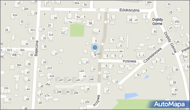 Białystok, Krzywa, 8, mapa Białegostoku