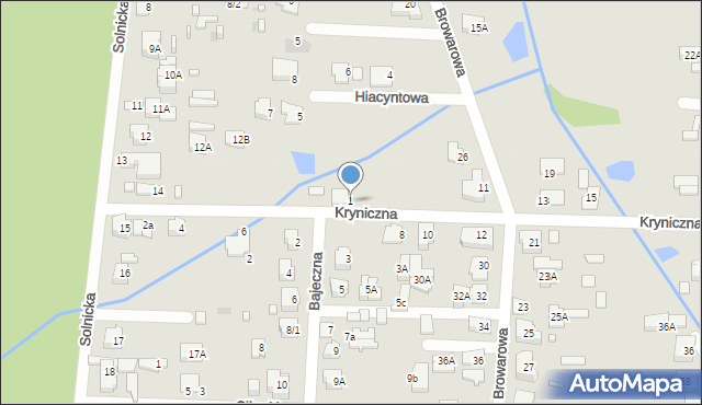 Białystok, Kryniczna, 1, mapa Białegostoku