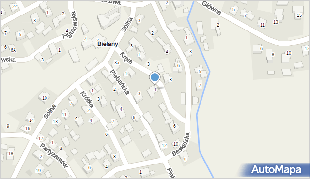 Bielany, Kręta, 4, mapa Bielany