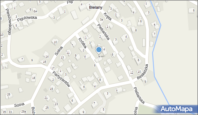 Bielany, Krótka, 7, mapa Bielany