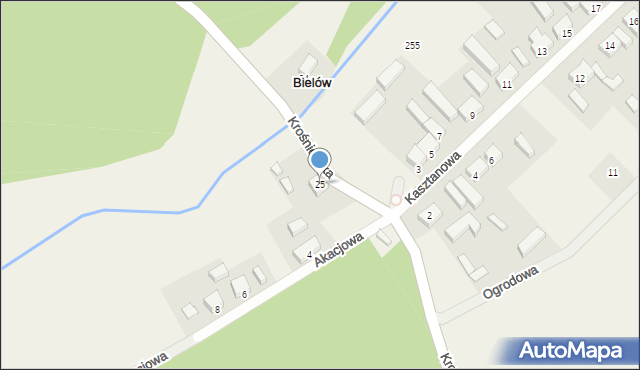 Bielów, Krośnieńska, 25, mapa Bielów