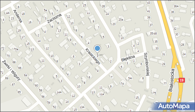 Bielsk Podlaski, Krasickiego Ignacego, bp., 2, mapa Bielsk Podlaski