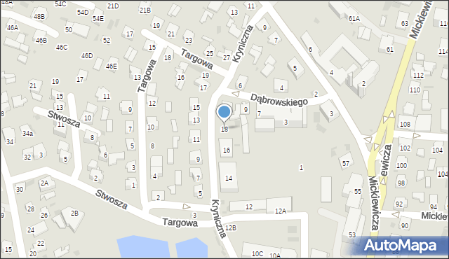 Bielsk Podlaski, Kryniczna, 18, mapa Bielsk Podlaski