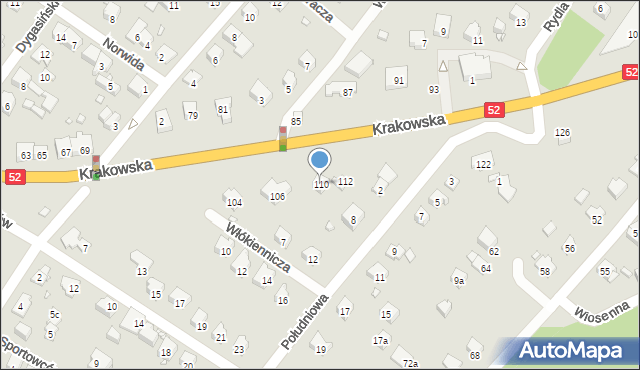 Bielsko-Biała, Krakowska, 110, mapa Bielsko-Białej