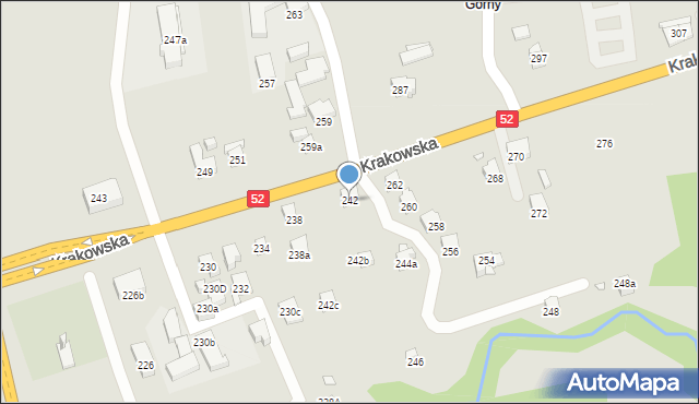 Bielsko-Biała, Krakowska, 242, mapa Bielsko-Białej