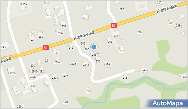 Bielsko-Biała, Krakowska, 258, mapa Bielsko-Białej