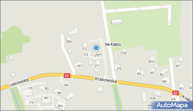 Bielsko-Biała, Krakowska, 375, mapa Bielsko-Białej