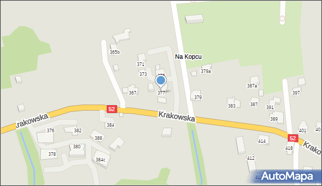 Bielsko-Biała, Krakowska, 377, mapa Bielsko-Białej