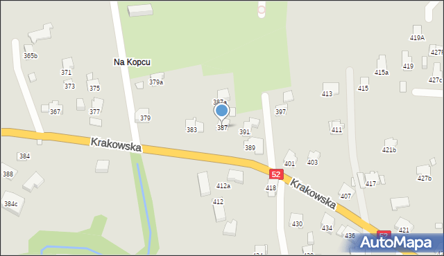 Bielsko-Biała, Krakowska, 387, mapa Bielsko-Białej