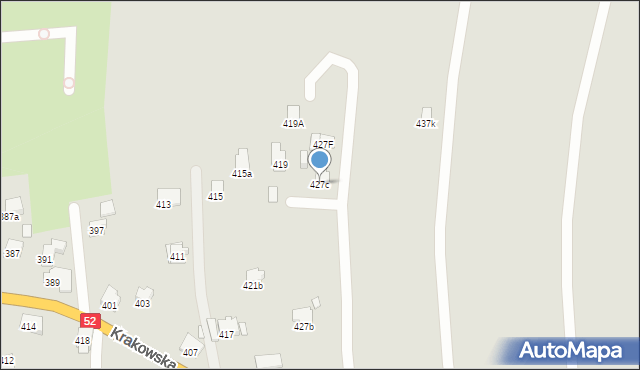 Bielsko-Biała, Krakowska, 427c, mapa Bielsko-Białej