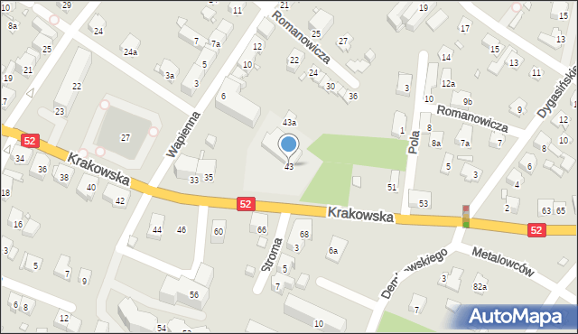 Bielsko-Biała, Krakowska, 43, mapa Bielsko-Białej