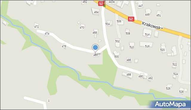 Bielsko-Biała, Krakowska, 480, mapa Bielsko-Białej