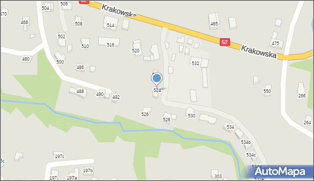 Bielsko-Biała, Krakowska, 524, mapa Bielsko-Białej