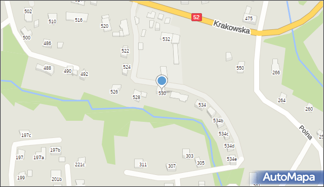 Bielsko-Biała, Krakowska, 530, mapa Bielsko-Białej