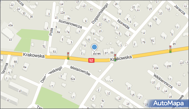 Bielsko-Biała, Krakowska, 63, mapa Bielsko-Białej