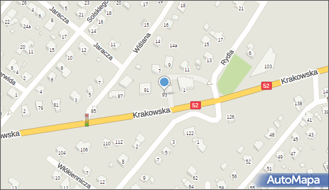 Bielsko-Biała, Krakowska, 93, mapa Bielsko-Białej