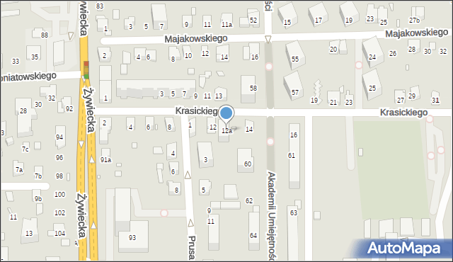 Bielsko-Biała, Krasickiego Ignacego, bp., 12a, mapa Bielsko-Białej