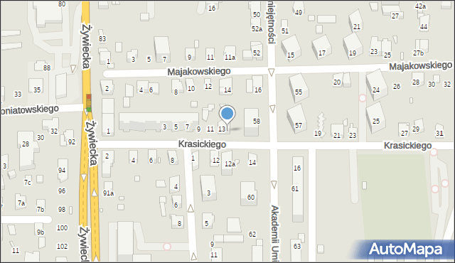 Bielsko-Biała, Krasickiego Ignacego, bp., 13a, mapa Bielsko-Białej