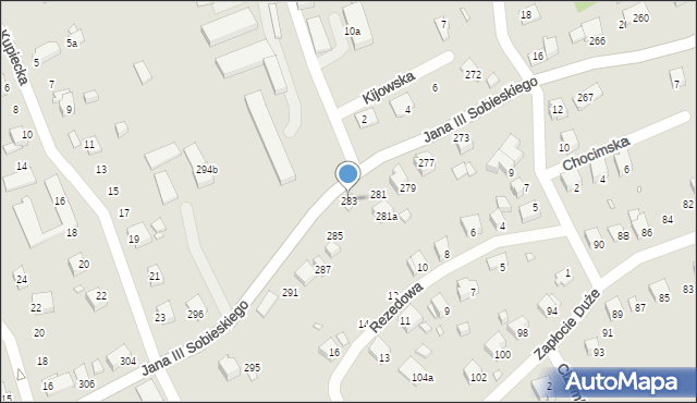 Bielsko-Biała, Króla Jana III Sobieskiego, 283, mapa Bielsko-Białej